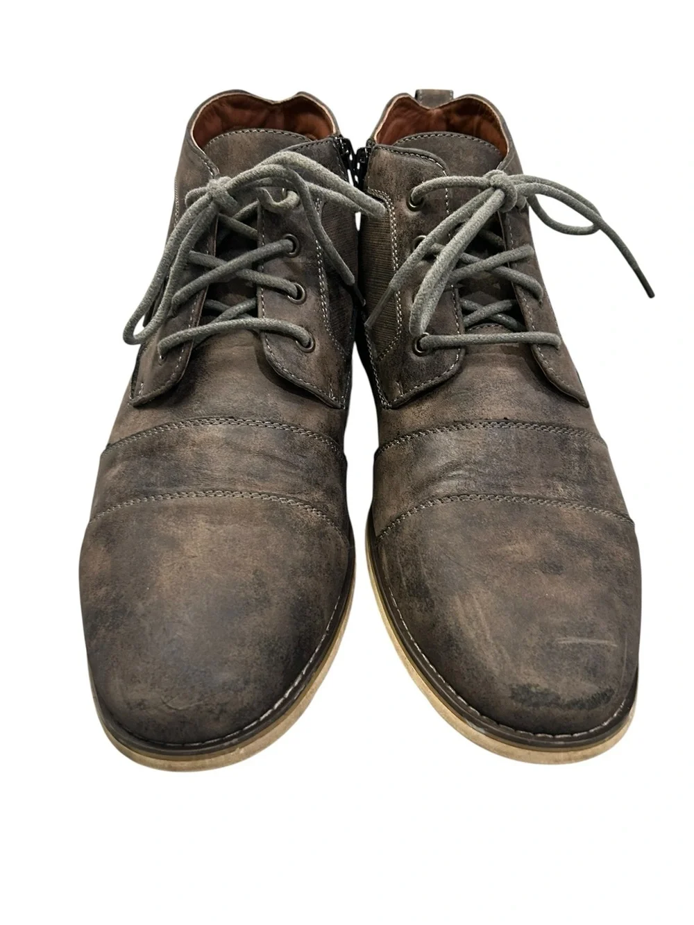Ferro Aldo Men's Brown Gray‎ Tone Cap Toe Lace-Up Casual Dress Chukka Boots 12